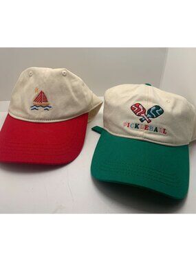 Frasier Sterling Sport Embroidered Hats Red & Green Pickleball & Sailboat Adjust
